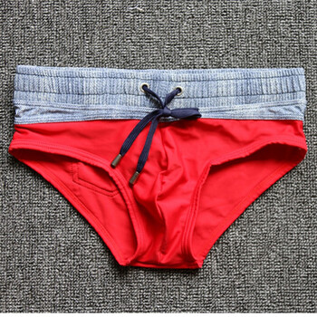 新款男士三角泳裤 男泳裤泳衣 时尚性感低腰速干泳裤 87红色 m