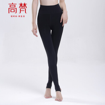 高梵 2015新款冬装时尚高腰显瘦保暖打底裤女弹力加档黑色厚款长裤 GK1500231A 黑色 均码