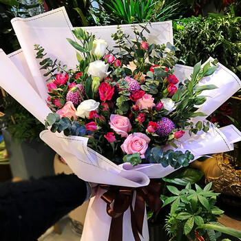 情人节混搭玫瑰花束花店生日北京同城鲜花速递上海杭州广州成都 花色