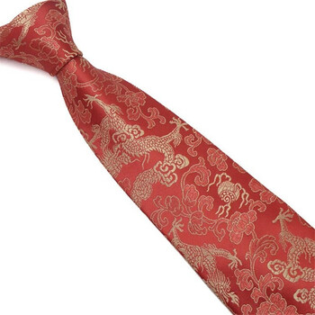fvqa 男士商务正装中国风刺绣龙领带时尚休闲9cm宽韩版花纹箭头型结婚