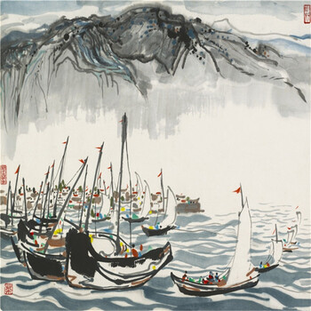 吴冠中室内装饰画客厅中式挂画江南水乡禅意水墨风景小幅山水画 017