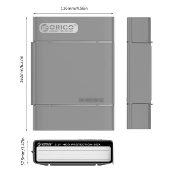 奥睿科(ORICO)3.5英寸硬盘收纳保护盒 机械硬盘收纳/防潮/防震/耐压/抗摔保护套包-灰色套装 PHP-5S
