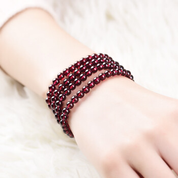 酒红石榴石手链女多圈多层6a级石榴石三圈3圈女手串 6a级7mm(单圈)