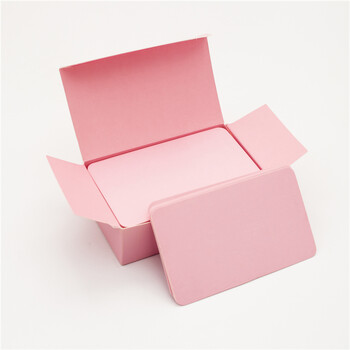 卡片创意90张盒装白色牛皮卡纸留言英语单词卡商务卡片便签 圆角-粉色