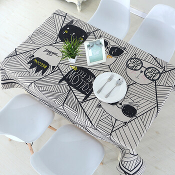 居家布艺 桌布/罩件 欣丝缘 欣丝缘 卡通图案棉麻餐桌布防水防油布艺
