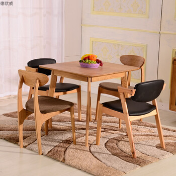 北欧餐桌椅组合简约现代正方形白橡木实木方桌家用饭桌小户型餐桌