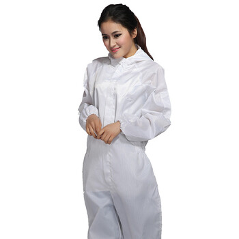 静电服无尘服连体连帽防尘服喷漆工作服带帽防护服洁净服静电衣 白色