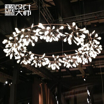 生活设计大师现代创意LED萤火虫树枝吊灯艺术个性客厅餐厅圆形设计灯具 2100圆形款
