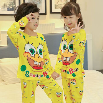 2018新款 儿童睡衣周岁小孩子的男童薄款春秋季套装男女孩子 海绵宝宝