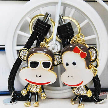 钥匙扣汽车挂件大嘴猴情侣女创意男士礼物品可爱韩国小一对挂饰 情侣