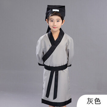 表演服装幼儿三字经弟子规男女童儿童书童演出服装古装国学服 灰色