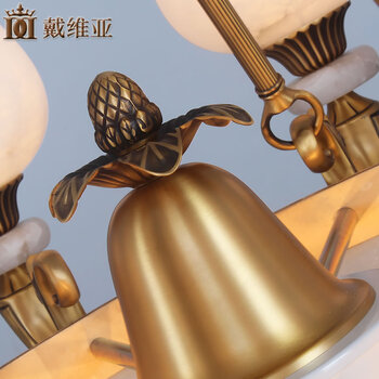 
                                        戴维亚 美式简约全铜吸顶吊灯 欧式客厅卧室灯餐厅全铜吊灯灯饰灯具 10头吊灯（适用25-30㎡） 玻璃灯罩3天出货                