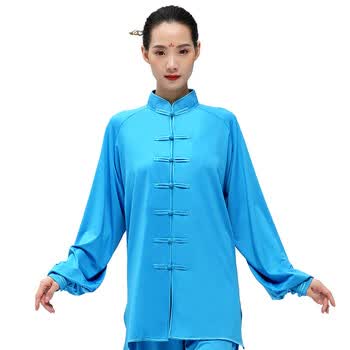 山人运动春夏季太极服男女武术练功服中老年牛奶丝晨练表演服套装