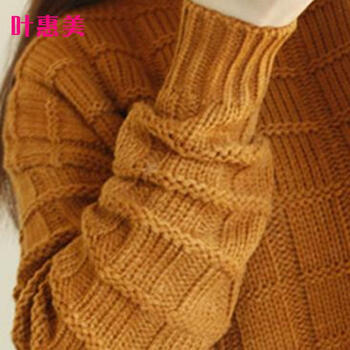 叶惠美 2015秋冬新品毛衣套头韩版前短后长宽松打底针织衫外套 驼色 均码