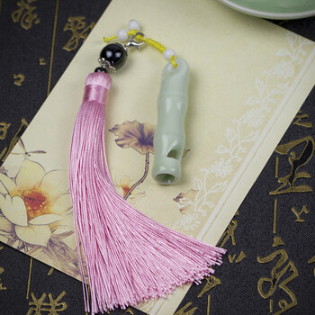 木木匹(mumupi) 古风创意陶瓷口哨钥匙扣复古宫廷吊坠骨哨流苏挂件 听