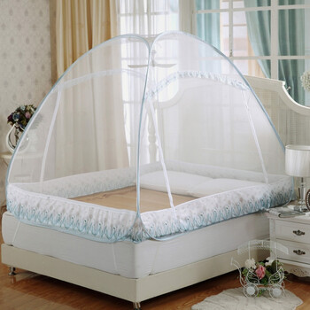 家纺迷你钢丝帐迷你蚊帐免安装蚊帐自弹开蚊帐便携式蚊帐 白色 1.