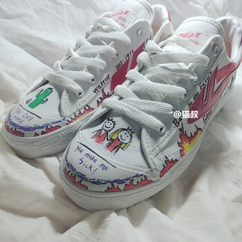 回天之力涂鸦版回力定制版回力 情侣休闲鞋手绘回力 涂鸦色 41