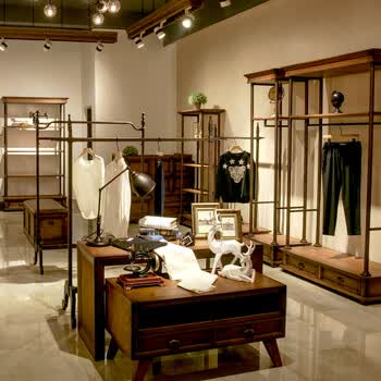 工匠时光服装专卖店展示架上墙陈列实木衣架展柜男装货架落地式流水台