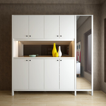 酒吧双面欧式乡村装饰客厅间厅餐厅鱼缸隔厅柜穿衣镜北 白色五门柜