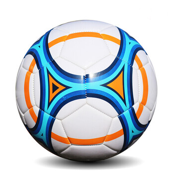 新款机缝pu贴合 5号4号学生比赛训练少年足球 白底蓝纹4号