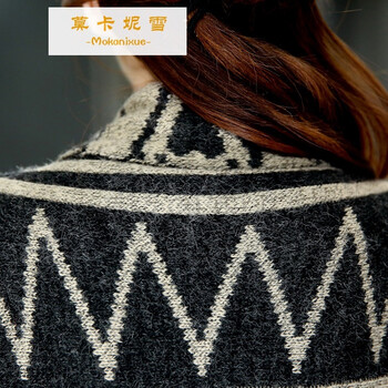 莫卡妮雪2015马甲女中长款大码外套女装开衫针织衫女春秋宽松百搭毛衣披肩 图片色 M