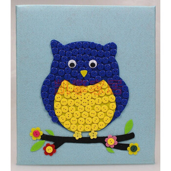 diy纽扣画扣子画材料包幼儿园手工作业玩具粘贴画 钮扣画 猫头鹰