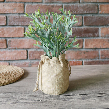 果林轩美式乡村粗矿麻布袋仿真植物盆景盆栽拍摄道具橱窗店装饰摆件