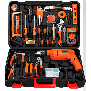 家用电钻组合手动工具套装 五金组套 电工维修家装多功能工具箱 工具