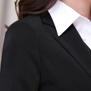 女职业五件套装2015秋冬季职业装女裙套装长袖马甲西装衬衫套裙休闲裤女正装工作服 黑色5件套 XL