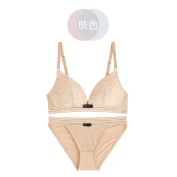 薄款镂空蕾丝文胸套装女士内衣性感小胸聚拢胸罩夏季 肤色 80a/80b
