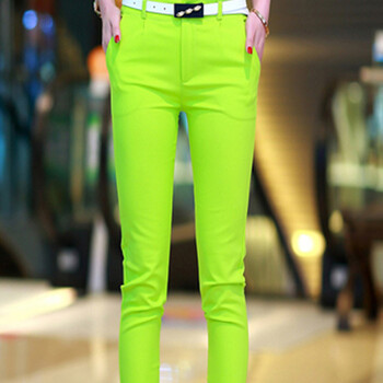 秋季新款女土长裤秋裤外穿百搭休闲韩版宽松小脚裤学生显瘦潮 绿色 l