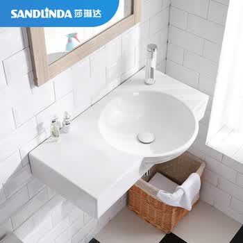 莎琳达挂盆挂墙式洗手盆简易陶瓷洗面盆一体台盆阳台卫生间洗脸盆大号洗手池台盆配单冷龙头五金六件套 图片价格品牌报价 京东