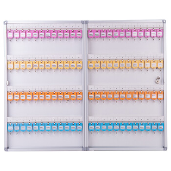 得力96位铝合金钥匙管理箱 带锁钥匙整理保管箱收纳柜/钥匙盒/应急钥匙柜壁挂/含钥匙牌 办公用品 银色