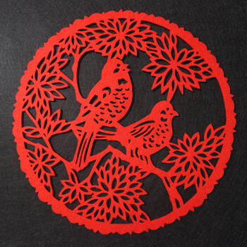 圆形镂空福字剪纸艺术无纺布毛毡喜庆过年春节新年玻璃窗花装饰品