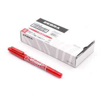 斑马牌（ZEBRA）YYTS5红色油性记号笔粗细双头速干笔学生美术绘图画勾线签字笔高颜值办公文具 10支