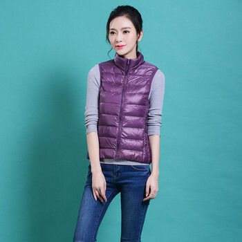 可媗2015羽绒服女短款马甲韩版轻薄立领马夹背心羽绒外套H03 浅紫色 XL