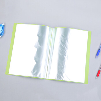 TANOSEE乐如诗办公财务高透明亮彩文件夹/资料册/收纳袋 A4/24袋 绿色 1册装TPCBA4-24G