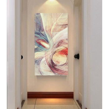 装饰画竖版走廊过道壁画客厅北欧挂画酒店样板间25mm厚板布纹膜装饰画