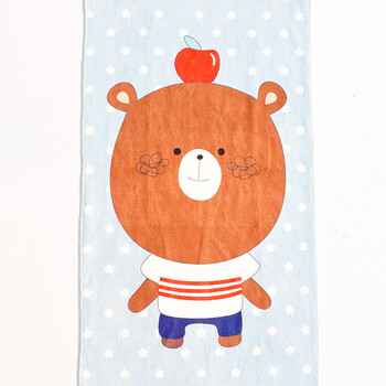 可爱挂式擦手巾 卡通纯棉吸水毛巾双面 学生洗脸面巾小方巾 小熊 59x