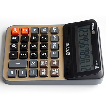 卡西欧（CASIO）语音计算器超大型蟠龙金 真人发音金属机身趣味弹奏办公用品财务专用语音款GY-120