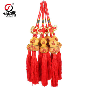 妙如意 天然葫芦挂件雕刻百福葫芦 带穗中国结葫芦家居装饰品