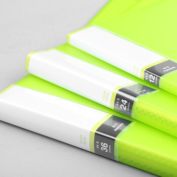 TANOSEE乐如诗办公财务高透明亮彩文件夹/资料册/收纳袋 A4/24袋 绿色 1册装TPCBA4-24G