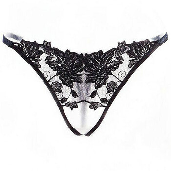 霏慕 性感女士开档内裤 女式诱惑免脱开裆丁字裤 蕾丝镂空刺绣睡衣t裤