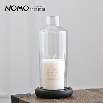 
                                        北欧国度 NOMO 现代简约玻璃烛台摆件 烛光晚餐婚庆道具玻璃罩子摆设 纯色中号套装                