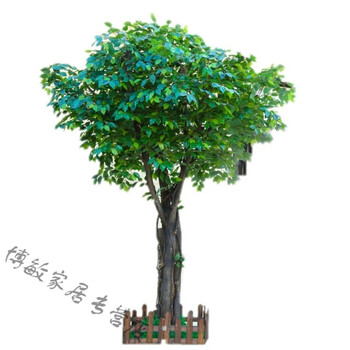 新品仿真榕树大树仿真植物装饰大厅实木树花卉观花植物室内花假树 圆