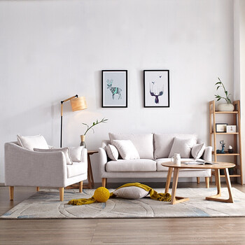 北欧小户型布艺沙发现代简约木质三人位沙发组合日式客厅家具整装