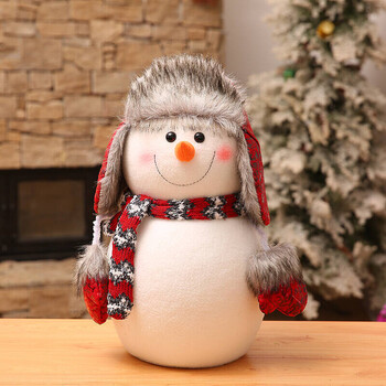 圣诞节雪人娃娃公仔圣诞树装饰摆件新款雷锋帽雪人公仔圣诞装饰品