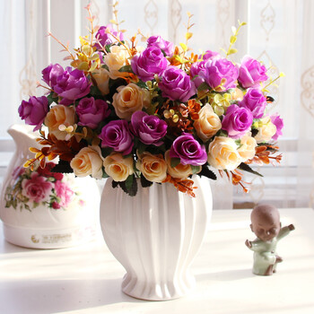 欧式假花仿真花客厅摆设塑料花假花室内装饰假花盆栽摆件餐桌摆花