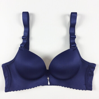 一片式无痕上薄下厚小胸聚拢调整型内衣无钢圈文胸 宝蓝色 38/85ab杯