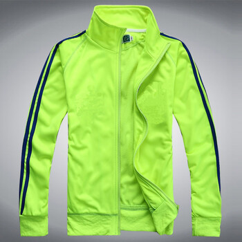 运动外套男女春秋卫衣学生校服荧光团体运动服上衣 荧光绿 l